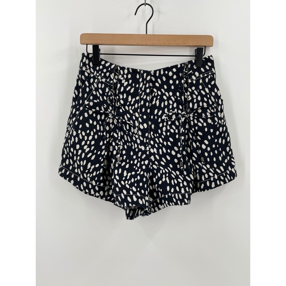 Free People Navy White Dot Lace Up High Waisted Shorts Size 6